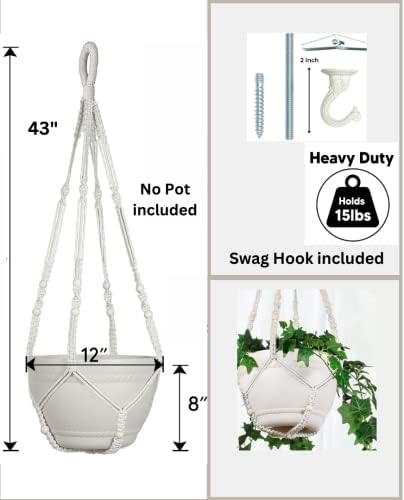 Macrame Plant Planter Set (Large Macrame Plant Hanger x 1pk + Small Wall Planter x 3 Pack) - Image 4