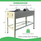 36 x 15 x 31 inch Galvanized Raised Garden Bed Outdoor with Legs & Storage Rack, Elevated Planter Box Standing Growing Bed for Backyard, Patio, Balcony, Balcony, 200lb Capacity Milk White - Image 2