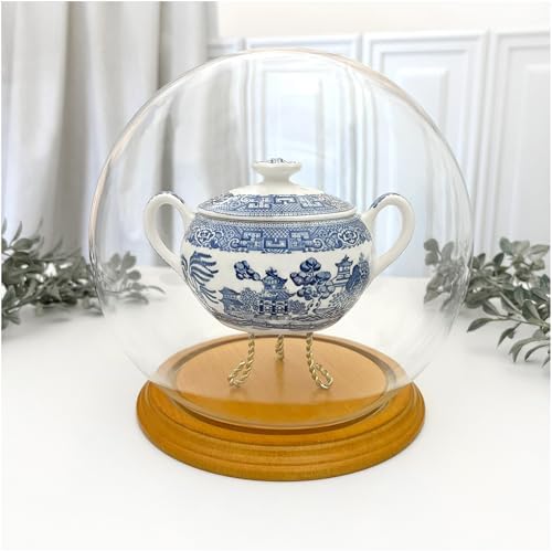 Plymor 7.5" x 8.5" Glass Display Dome Globe Cloche (Oak Veneer Base), Pack of 4 - Image 2