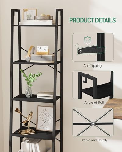 Hzuaneri Ladder Shelf, Bookshelf, Freestanding Corner Storage Shelf - Image 3