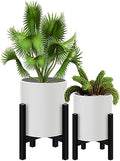 12 inch & 10 inch Plant Pot with Stands Set of 2 with Drainage Plug by Opnons