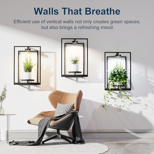 Shineled Wall Plant Holder, Indoor Plants Holders with Remote Grow Lights, Plant Shelves Hanging Planters, Framed Plants Holder for Living Room, 2 Pack - Image 3