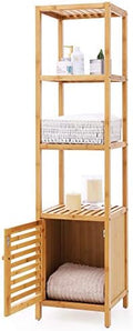 SONGMICS Bamboo Bathroom Shelf, 4-Tier Storage Cabinet by SONGMICS