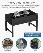 Weatherproof Raised Garden Bed, HDPE Outdoor Elevated Planter Box with Legs, Garden Box, Flower Beds for Patio, Deck, Balcony (Black) - Image 4