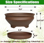MUZHI 8 inch Ceramic Bonsai Tree Pots for Indoor Outdoor Plants with Tray, Vintage Purple Clay Plant Bowl for Succulent Arrangement Money Tree - Image 2