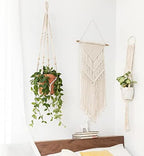 Mkono Macrame Plant Hanger and 3 Pack Macrame Plant Hangers with Self Watering Plant Pots Indoor Hanging Baskets Flower Pot Holders with Hooks No Tassels Different Size for Boho Home Decor - Image 2