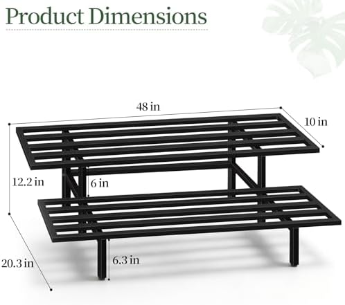 Heavy Duty Plant Stand Outdoor Indoor, Large Metal 48" L x 10" W x 12" H - Image 3