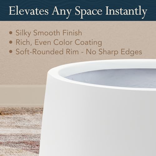 KUTE NEST 14" H x 13.7" D Premium Conico Fiberstone Planter - White - Image 4