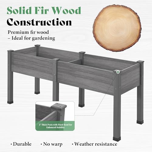 AMERLIFE Raised Garden Bed, 72x24x30 Inch, Elevated Wood Planter Box - Image 3
