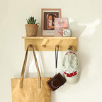Entrance Coat Rack ，Coat Hooks, Wall-Mounted Wooden Hook Rack, Wall-Mounted Shelves(Oak Color Finish—A-2) - Image 6