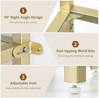 5-Tier Corner Shelf Stand, Gold Corner Bookshelf, Bathroom Storage Rack Shelf, Plant Rack, Tempered Glass, Steel Frame, Modern Style for Living Room, Bathroom, Kitchen, Metallic Gold - Image 4