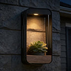 Pia Ricco Large Solar Wall Light with Planter Shelf, Extended Outdoor Waterproof Sconce with Woodgrain, Auto On/Off, Black for Garden, Patio, Fence - Image 6