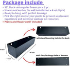 LaLaGreen Outdoor Wall Planters (30 Inch, 2 Pack) Carbon Steel Black Metal Hanging Flower Pots for Succulents, Wall Mount Rectangular Long Window Sill Box Fence Floating Shelf for Modern Garden Decor - Image 2