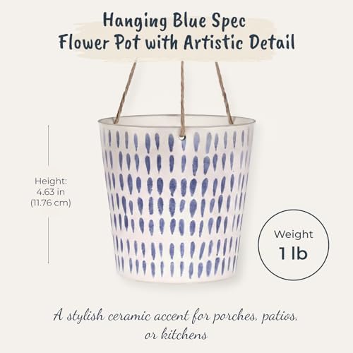 Blue Sky Ceramic Hanging Blue Spec 6.5'' Flower Pot, Multi Color - Image 3