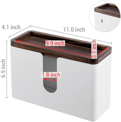 MyGift Deluxe Modern Matte White Metal Folded Commercial Paper Towel Holder with Rustic Burnt Solid Wood Tray Lid, Wall Mounted Trifold Multifold Z Fold Disposable Napkin Dispenser - Image 5