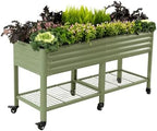Vego garden Rolling Elevated Raised Garden Bed, 2' x 6' Outdoor Planters Boxes with Legs & Storage Rack for Patio, 1000 Lbs Weight Capacity, Raised Beds for Gardening, Olive Green by Unknown