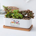 Personalized Birth Month Flower Plant Pot with Kids Names,Custom Grandma's Garden Ceramic Succulent Planter with Bamboo Tray Indoor Outdoor Home Decor Plants, for Mom Grandma,B4 - Image 3