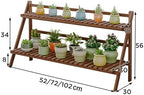 HUHJYUGE Bamboo Plant Stand Flower Pots Holder Display Shelf, Ladder Shelf Plants Organizer Rack for Patio Balcony Garden Home, Bookcase Planter Storage Shelving (2 Tiers 52cm) - Image 7