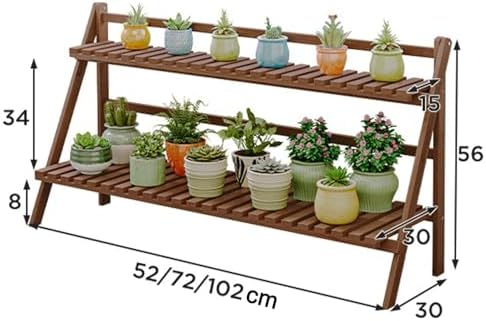 HUHJYUGE Bamboo Plant Stand Flower Pots Holder Display Shelf, Ladder Shelf Plants Organizer Rack for Patio Balcony Garden Home, Bookcase Planter Storage Shelving (2 Tiers 52cm) - Image 7