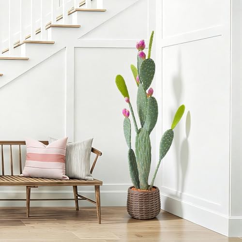 Artificial Cactus Plant Outdoor, 41” Tall UV-Resistant Fake Cacti Plants with Realistic Pads & Vibrant Fruits in Brown Pot, Faux Floor Plant for Indoor Home Living Room Foyer Porch Balcony - Image 5