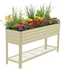 Vego garden Elevated Raised Garden Bed, 1.5' x 5.5' Outdoor Planters Boxes with Legs & Storage Rack for Patio, 750 Lbs Weight Capacity, Raised Beds for Gardening Herbs Vegetables, Pearl White by Unknown