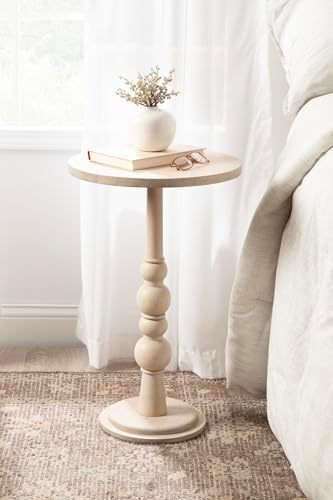 Kate and Laurel Wegner Traditional Wooden Round Side Table; 16 x 26; Whitewash; Elegant and Durable Pedestal Table for Use as Living Room End Table; Plant Stand; or Bedroom Nightstand - Image 4