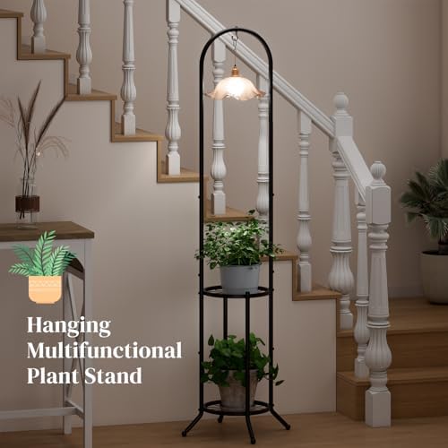 2 Tiers Hanging Metal Plant Stand Space Saving Corner Plant Holder - Image 4