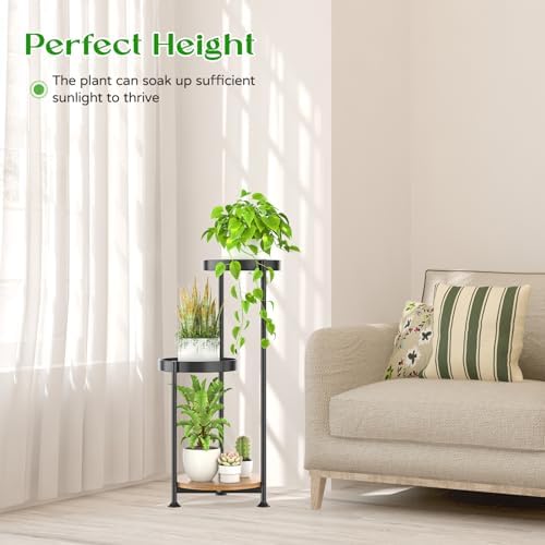 Oppro 3 Tier Plant Stand Indoor Outdoor, Corner Metal Flower Shelf Holder - Image 6