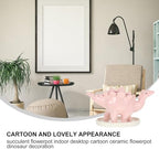 Cabilock Ceramic Flower Pot Ornaments with Drainage Holes 7.28X3.14X3.54In Clay Planters for Indoor Succulents Desktop Decorative Plant Pots with Tray for Home Office Gardening - Image 5