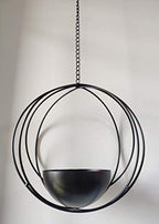 RISEON Boho Black Metal Plant Hanger,Metal Geometric Hanging Planter, Modern Planter, Mid Century Air Plant Holder Stand, Minimalist Planter for Indoor Outdoor Home Wedding Decor - Image 5