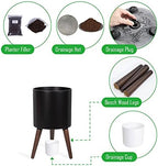 D'vine Dev 10 Inch Planter Pot with Wood Stand, Black, 88-O-B-2 - Image 4