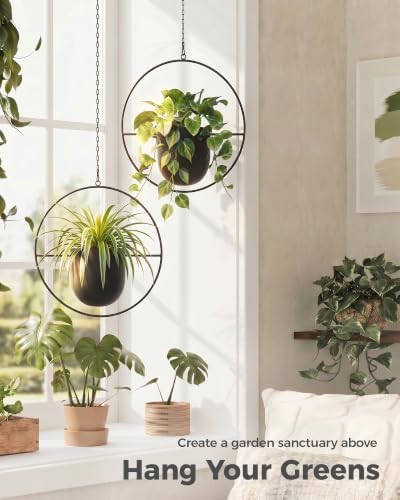 Bamworld Black Hanging Planters for Indoor Outdoor Plants Metal Hanging Pot - Image 3