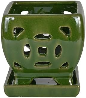 W&W Orchid Pot with Holes and Saucer for Repotting, Seagreen, 5.5" - Image 2