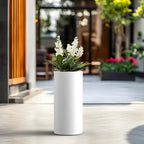 Kante White Concrete Planter 23.6" Tall All-Weather Round Accent Pot - Image 3