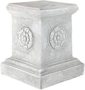 Design Toscano English Rosette Indoor/Outdoor Sculptural Garden Plinth Base Statue Riser, Large 12.5 Inch Tall, Cast Stone Resin, Antique Stone Finish by DesignToscano