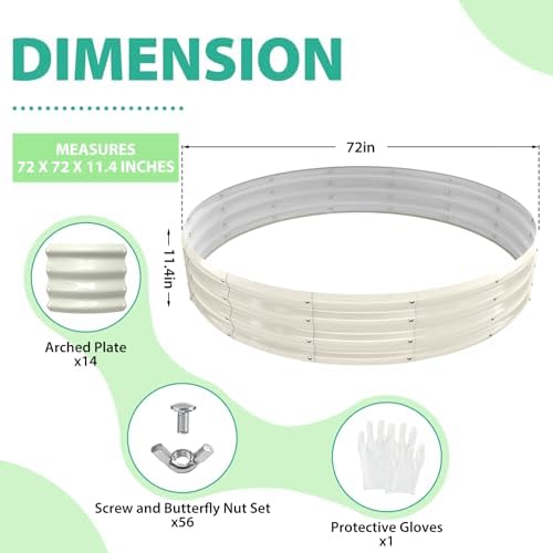 12 Inch Tall 72 Inch Diameter Round White Raised Garden Bed Kits Outdoor - Image 3