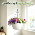 13 Inch Large Self Watering Hanging Planters 2 Pack with Saucers - Image 2