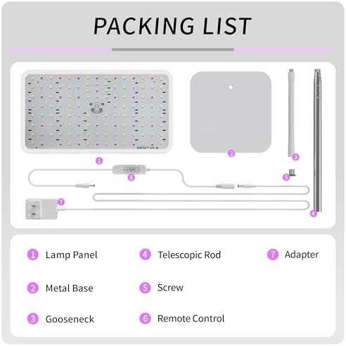 BESTVA 18W Grow Lights for Indoor Plants with Stand, Full Spectrum LED Plant Light for Indoor Plants,12-59 Inches Height Adjustable Growing Lamp with Auto On/Off Timer 4H/8H/12H, 4 Dimmable Brightnes - Image 7