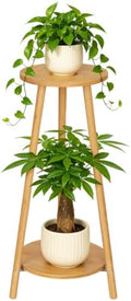 2 Tier Round 12 inch Bamboo Plant Stand Indoor Outdoor,Wood Flower Stand by OcBuct