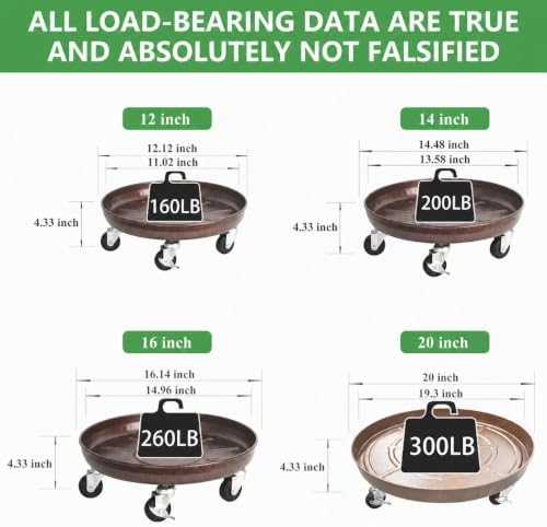 3 Pack Metal Heavy Duty Plant Caddy With Wheels 16 Inch, Round Plant Caddy Suitable For Outdoor and Indoor Mobile Flower Pots, Don't Worry About This Metal Product Getting Deformed or Damaged. - Image 2