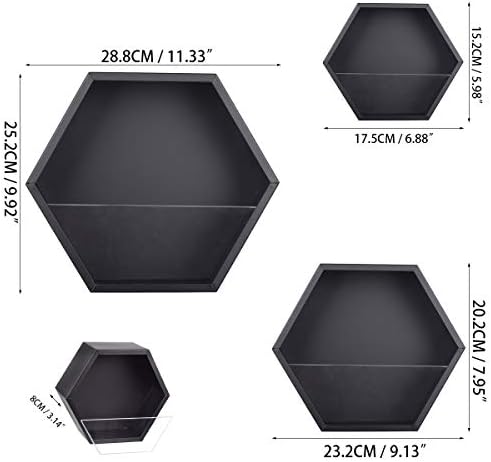 Hanging Hexagon Basket Hanging Wall Planters Metal Vase Retro Air Plant Holder Vintage Flower Pot Iron Geometric Planter Succulent Cactus Container for Wall Decor, Mixed Set of 3 (Black) - Image 5