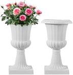 VEVOR Plastic Urn Planters, 9.8 x 16.5 Inch, 2 Pack White Classic Flower Pots Front Porch Planters, Indoor & Outdoor Vase for Wedding, Party, Event, Home, Stage, Garden, Balcony, Patio Decoration by VEVOR