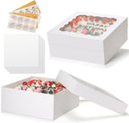 COTOPHER 14x14x6 In Sheet Cake Boxes, 16pcs White Bakery Boxes with Window by COTOPHER