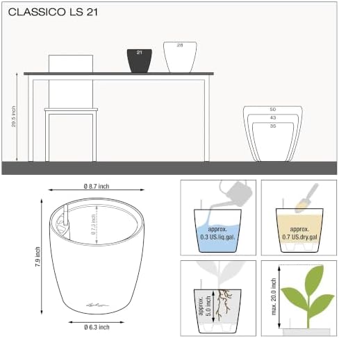 Lechuza 16023 Classico LS 21 Self-Watering Planter, Charcoal Metallic - Image 5