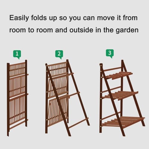 HUHJYUGE Bamboo Plant Stand Flower Pots Holder Display Shelf, Ladder Shelf Plants Organizer Rack for Patio Balcony Garden Home, Bookcase Planter Storage Shelving (2 Tiers 72cm) - Image 6