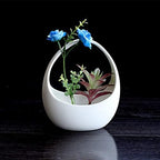 2 PCS Ceramic Hanging Planter Basket with Drainage Hole,Indoor Outdoor Modern Plant Holder Flower Pot,Decorative Flower Display Vase Succulent Pots - Image 3