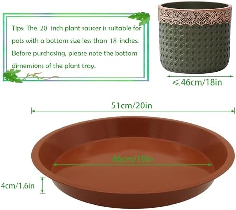 8 Pack 20 Inch Round Plant Saucers for Less 18 Inch Pot Indoors Outdoors Plant Trays for Pots Planter Saucer Plastic Drip Tray Planter Water Tray(Terracotta, 20"(8pcs)) - Image 2
