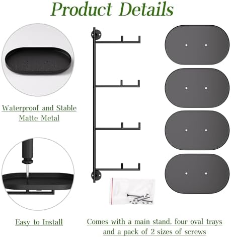 YQSLYSF Window Rotating Plant Stand Shelf Indoor Black Metal Floating Shelves 4-Tier Wall Mount Plant hanger Holders for Wall Planter Modern Home Decor window sill gifts - Image 5