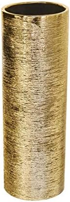 WGV Ceramic Cylinder Vase Width 5" Height 12" Elegant Unique Modern Matte Floral Container Planter Pot Centerpiece for Event Party Wedding Office Home Decor, Gold Textured 1 Piece by WGVInternational-OpusGlassware