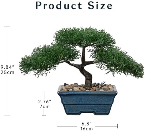 Artificial Bonsai Tree Juniper Faux Plants Indoor Fake Plants Decor with Blue Ceramic Pots for Home Table Office Desk Bathroom Shelf Bedroom Living Room Farmhouse Decorations-Pine - Image 6